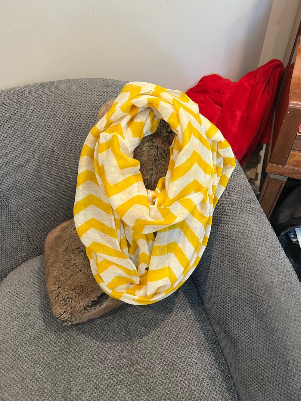 Yellow Chevron Infinity Scarf - Lightweight Women's Accessory